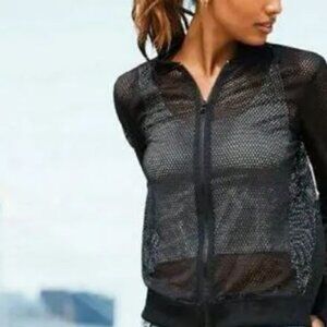 Victoria Sport Black Perforated Mesh Bomber Jacket